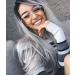 YUNSI Grey Wigs for Women Ombre Grey Natural Straight Long Synthetic Hair Heat Safe None Lace Front Wig 30 Inch