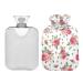 Hot Water Bottle 2L with Cover Pink Roses Flowers Hot Water Bag for Pain Relief Hand Feet Warmer Winter