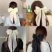 Hair Clips with Long Satin Soft Satin Hair Clip French Butterfly Bow Clip Big Bow Hairpin Silky Hair Bows for Women Black/Beige - Buy Online on GoSupps.com