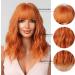 Kellynee Orange Shoulder Length Wig with Bangs - Natural Synthetic Cute Wig for Daily, Halloween, Party, Cosplay - Buy Online on GoSupps.com