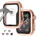 Apple Watch Case for Apple Watch 38MM Series 3/2/1/ with Built-in Tempered Glass Screen Protector All-Around Ultra-Thin Bumper Full Cover Hard PC Protective Case for iWatch rose gold For Series 3/2/1 38mm