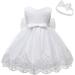 LZH Baby Girls Lace Dress | Bowknot Flower Gown | Baptism Christening Tutu | 0-24 Months | White - Buy Online on GoSupps.com