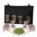 Rabbit Hay Feeder Bag Guinea Pigs Hanging Hay Rack Manger Holder Dispenser Small Animal Feeder Storage Pouch for Bunny Chinchilla Hamster (4 Windows Black) 4 Windows Black