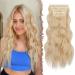 Feshfen clip in extensions 4PCs 50 cm full of head hair extensions with clips synthetic corrugated hair exension blond wavy hair extensions clip in hair part for women 180g