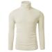 TAPULCO Men Turtleneck Long Sleeve Knitted Pullover Basic Slim Fit Casual Soft Comfy T Shirts Medium Ivory