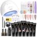 Saviland Poly Nail Gel Kit - All-in-One Nail Kit with 7 Colors Pink Series Nail Extension Gel 48W Nail Lamp Gel Foundation Base & Top It Off Slip Solution Nail Decorations Manicure Tools Kit for Nail Salon Home DIY 7 Color…