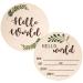 Baby Announcement Sign for Newborn 5.9" Double-Sided Hello World Newborn Name Sign for Hospital Birth Announcement The Perfect Round Wooden Welcome Baby Sign for New Baby Boy Girl Gifts