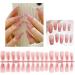 FEIlei 30Pcs Long Press on Nails Coffin French Fake Nails Tip Gradient Acrylic Nails Glossy False Nails for Women Girls - Buy Online on GoSupps.com