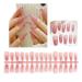 FEIlei 30Pcs Long Press on Nails Coffin French Fake Nails Tip Gradient Acrylic Nails Glossy False Nails for Women Girls