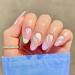 Press on Nails - 24 Pcs Almond Shaped False Nails with Glue - Full Cover Acrylic False Nails - Fake Nails Stick on Nails for Women and Girls Nail Art (Green Purple Swirl) Blue Purple Waves