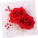 FRCOLOR Flower Hair Comb Wedding Floral Hair Clips Rhinestone Bridal Guirnaldas Para Flower Hair Clip Wedding Headband Bridal Hair Clip Red Bride Flower Headdress Rose Iron Wire - Buy Online on GoSupps.com