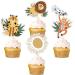 24pcs Jungle Safari Animal Cupcake Toppers Boho Wild Animal Cupcake Picks Decoration Retro Jungle Safari Boho Theme Baby Shower Birthday Party Supplies