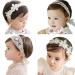 4 Pcs Baby Girl Headbands with Grosgrain Ribbon Faux Leather Stars for Baby Girl Toddler Kids as Party/Wedding/Photography Accessories (White)