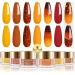 Lavender Violets Dip Powder Nail Kit Large Capacity Set - 6 Colors Yellow Pumpkin Orange Dark Gold Autumn Winter Color Changing Long Lasting Dipping Powder System for Nail Art Manicure J206 Amber