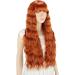 YEESHEDO Ginger Long Hair Wigs | Natural Curly Wavy Synthetic Wig with Fringe | 28 Copper Red Orange Wig for Parties and Cosplay - Buy Online on GoSupps.com
