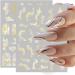 9 Sheets French Tip Marble Nail Art Stickers Decals Self-Adhesive White Gold Design Manicure Tips Nail Decoration for Women Girls - Buy Online on GoSupps.com