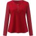 Women's Dressy V-Neck Henley Shirt | Long Sleeve Red Blouse for Fall | Casual Button Down Top - Buy Online on GoSupps.com