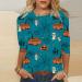 Halloween Costumes Quarter Sleeve Holiday Printed Basic Top Blue Small - Buy Online on GoSupps.com