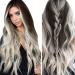 Amhomely Women s Gradient Synthetic Wig | Long Curly Party Wig in Gray & White - Stylish & Versatile Hair Choice - Buy Online on GoSupps.com