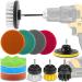 Drill Brush Attachments Set FONSWEA 14-Piece Drill Brush Set for Cleaning Power Scrubber Brush Scrub Pads and Sponge Kit with Extend Attachment for Tiles Corners Kitchen Car Carpet Bathroom Shower Type E 14 Pcs