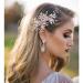 Smavles Wedding hair clipping Strass 2 pieces wedding hair accessories bride headdress flower crystal bridal jewelry silver and rose gold wedding headdress for women and girls