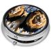 Lions in The Snow Mini Round Pill Box | 3 Compartment Travel Pill Organizer | Portable Medicine Case for Home & Office - Buy Online on GoSupps.com