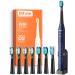 Bitvae Electric Toothbrush for Adults and Kids ADA Accepted Sonic Toothbrush with Rechargeable Power, Ultrasonic Travel Toothbrush with 8 Heads (Midnight Blue)