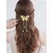 Gold Butterfly Pearl Hair Claw Clips Set - Rhinestone Tassel Metal Hair Clamps for Women and Girls - Buy Online on GoSupps.com