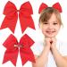 2 Pieces 7 Inch Large Ribbon Bows Hair Clips School Girls Red Ribbon for Hair Ponytail Holders Hair Styling Accessories