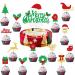 25 PCS Christmas Cake Toppers Christmas Cupcake Toppers Glitter Gold Green Red Cupcake Decorations for Christmas Holiday Snowman Cupcake Decorations Santa Claus Party Supplies Cupcake Decorations