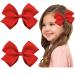 2 Pieces Hair Bows Clips Grosgrain Ribbon 4.5" Hair Bows with Alligator Clips for Baby Girls Infant Toddlers Kids (Red)