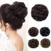 Silk-co hairpiece with elastic band bun with hair wavy soft bun hairpiece with elastic band 55 g curly hair thickening hair extensions messy bun updos dark brown curly 55 g dark brown