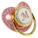 Ergonomic Baby Pacifier with Covered Rhinestones - Golden Curved Design Letters M | International Shipping - Buy Online on GoSupps.com