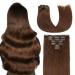 Agmity clip in extensions real hair chocolate brown 40cm 7 pieces 120g 100% real hair invisible straight smooth clip in hair extension remy real hair (40cm #4 chocolate brown) 40cm #4 medium brown