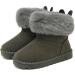 Yeeteepot Kids Winter Snow Boots - Baby Girls' & Boys' Warm Plush Booties, Anti-Slip Toddler Shoes, Size 7.5 UK, Grey - Buy Online on GoSupps.com