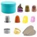 11Pcs Sewing Thimble Finger Protectors  Adjustable Metal Copper Finger Thimble Silicone Leather Thimble Finger Tips Finger Shield Ring Fingertip Quilting Sewing Supplies for Embroidery Needlework(B) blue