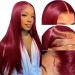 AMILICOCO 99j Burgundy Lace Front Wigs Human Hair Pre Plucked 180% Density Straight 13x4 Hd Lace Front Wigs for Black Women Human Hair with Baby Hair (Burgundy Wig 24 Inch)