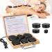 Hot stone massage set 10 hot stones massage stones set made of basalt with bamboo box hot stone heating device for spa relaxation massage therapy (10 pieces)