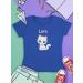 Personalized Cat T-Shirt for Girls - Cute Royal Blue Design | Shirtracer Gift - Buy Online on GoSupps.com