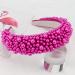 Hapdoo Hot Pink Pearl Headbands for Women Wide Padded Hair Hoop with Faux Pearl for Gift Bling Valentine Hairbands Hair Accessories for Women Girls