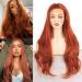 Xtrend 24 inch copper-red Welly Lace front wig synthetic heat-resistant fiber natural looking glue-free part replacement chestnut brown loose corrugated ginger wig 350#