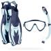 Cressi Kids Snorkeling Set- Short Adjustable Fins - Silicone Mask and Dry Snorkel- Tinetto Rocks Dry Set - Navy and Ice Cyan - L-XL US Youth 1-6 EU 32-38