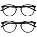 Opulize met reading glasses 2 Pack slim round frame spring hinges scratch-resistant black men women rr60-1 +2.50 +2.50 diopters black