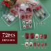 Flofia 72PC Christmas Short Artificial Nails - Santa Claus & Snowflakes Design - Full Cover Fingernail Stickers for Girls & Women - Red - International Shipping - Buy Online on GoSupps.com