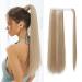 Oufei ponytail extension blond long straight synthetic extensions braid Velcro fastener natural ponytail hair part for women-24 inch