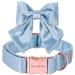 Unique style paws silk blue color dog collar. Completable durable dog collar with bow wedding fly dog hall band for large dogs xl sky blue