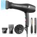Dekuri Professional Ionic Hair Dryer AC Motor Fast Drying Salon Blow Dryer with Diffuser Nozzle for Curly and Straight Hair Cool Button 2 Speed & 3 Heat Setting - Black