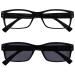 The Reading Glasses Company Men's Large Black Readers With Sun Readers Twin Pack Spring Hinges RS11-1 +2.00