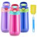 ROISDIYI Kids Water Bottle with Straw Spill Proof Toddler Water Bottles for School 16 OZ 3 Pack Ideal for Travel and Activities Easy Clean and Dishwasher Safe Press The Button For Pop Up Straw