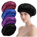 LADES Silk Satin Bonnet-4 Packs Women Satin Hair Bonnet for Curly Hair Satin Bonnet Silk Sleep Cap Silk Hair Wrap for Sleeping Black Hair Black+Purple+Red+Sapphire blue